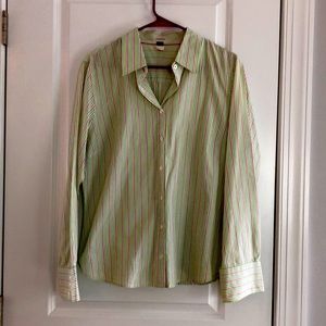 Women’s size extra large, slim, fit jcrew button down shirt White with stripes
